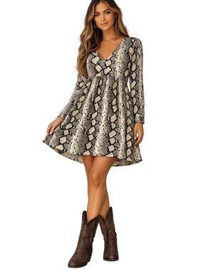 Anthro Rodeo Cowgirl Snakeskin Boho Dress XS Western Boho Country Concert